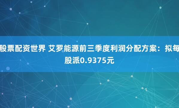 股票配资世界 艾罗能源前三季度利润分配方案：拟每股派0.9375元